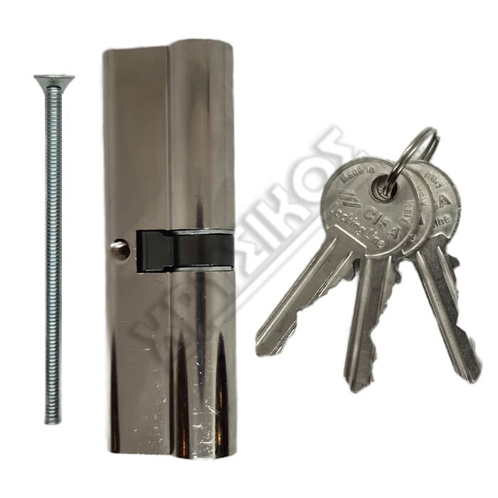 08010-23 CISA LOCKING LINE ΚΥΛΙΝΔΡΟΣ ΑΠΛΟΣ 50-50 ΝΙΚΕΛ 100mm ΜΕ 3 ΚΛΕΙΔΙΑ - Image 1