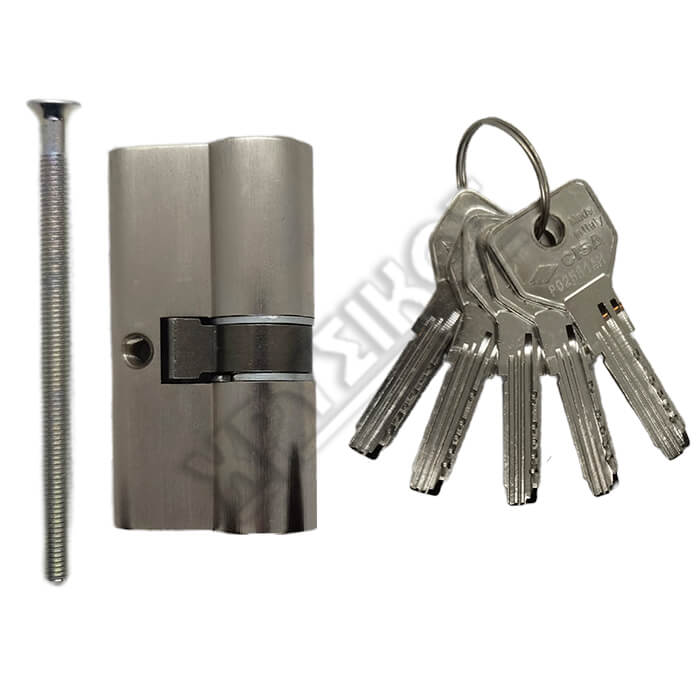 0E300-08-012-00-C5 CISA ASIX ΚΥΛΙΝΔΡΟΣ ΑΣΦΑΛΕΙΑΣ 28-32 ΝΙΚΕΛ 60mm ΜΕ 5 ΚΛΕΙΔΙΑ - Image 1